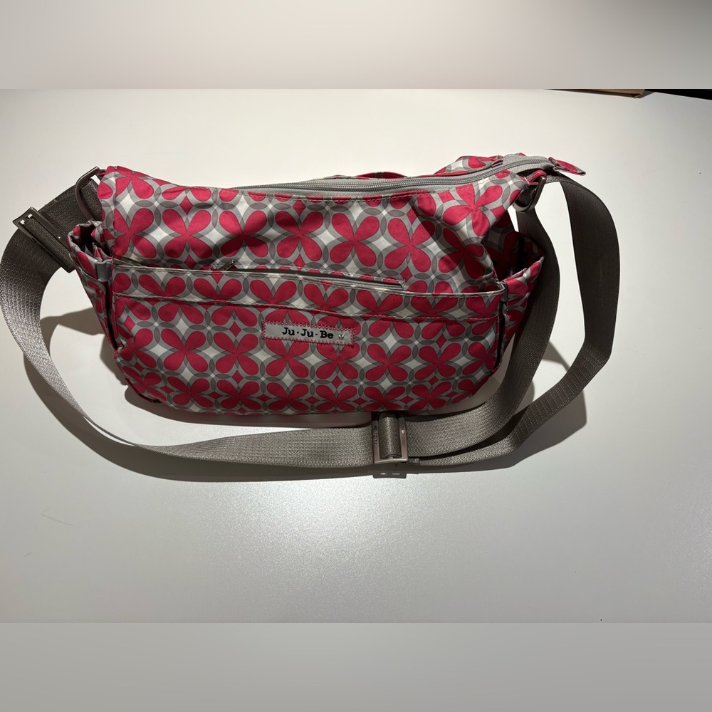 Ju-Ju-Be Grey and Pink Floral Baby Diaper Bag